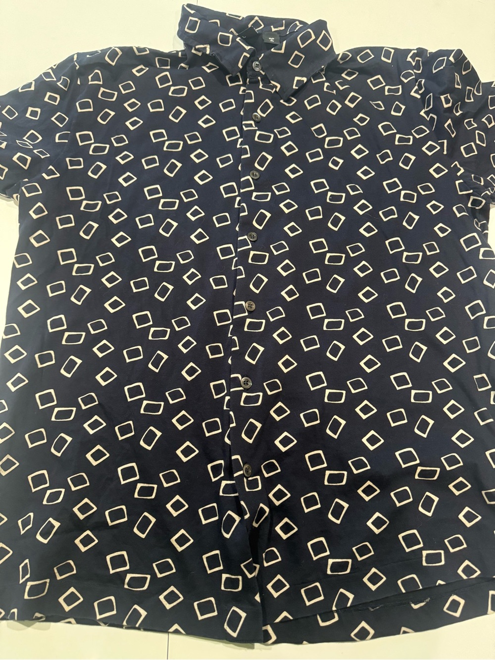 Boss Navy Shirt with White Square Print 100% Cotton